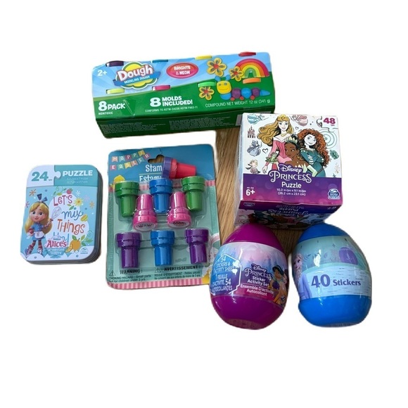Disney Princess Easter Basket Stuffer Bundle Puzzle Dough Set Eggs Stickers - Picture 1 of 5